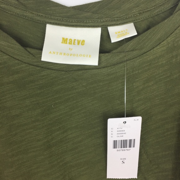 NWT Maeve Anthropologie Cold Shoulder Olive Green - Picture 3 of 7